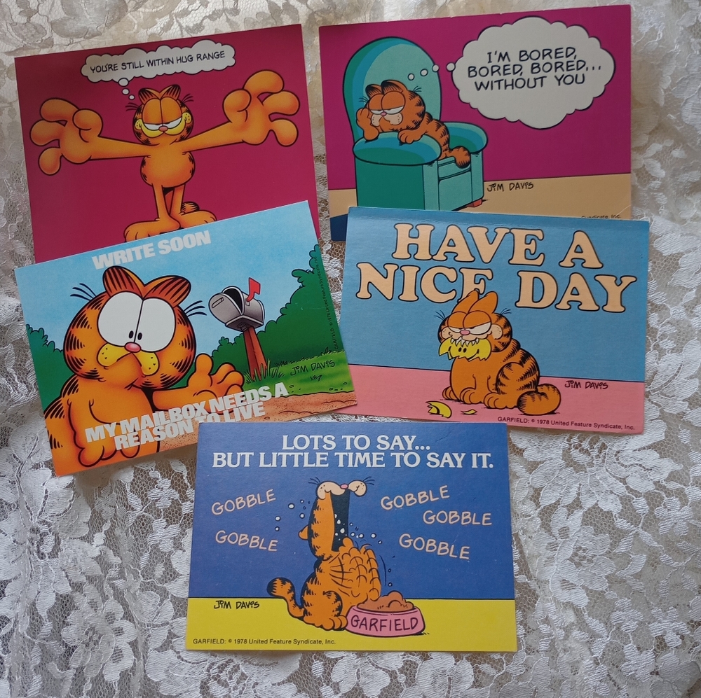 Vintage Garfield the Cat Cartoon Postcards